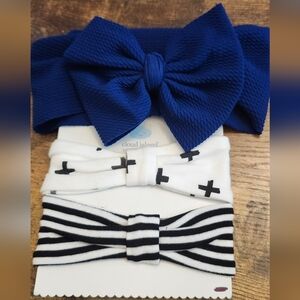 Cloud Island Hair Bow Set - Navy, White, Black
